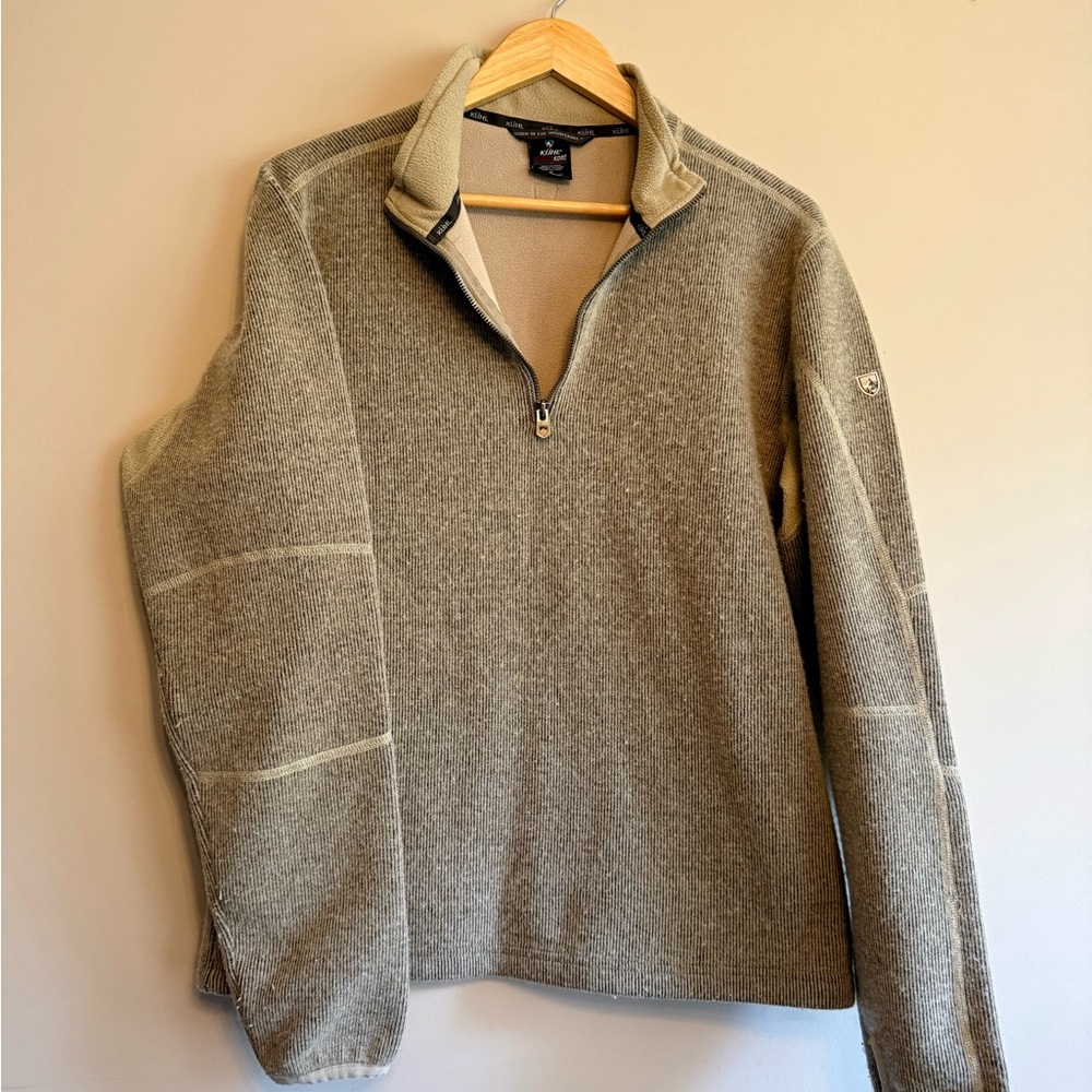 Kuhl Thor 1/4 Zip Fleece Interior Wool Blend Exterior Men’s Size Medium Tan